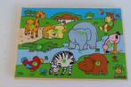 inlegpuzzel in hout jungle dieren djeco, Ophalen of Verzenden, Zo goed als nieuw, Van hout