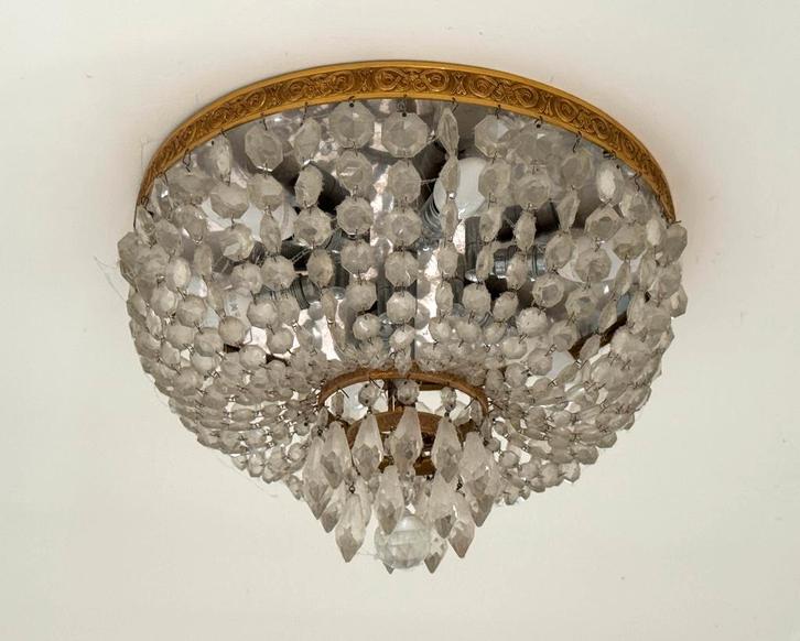 Lampe - Plafonniers en Cristal Années 70, Antiquités & Art, Antiquités | Éclairage, Enlèvement