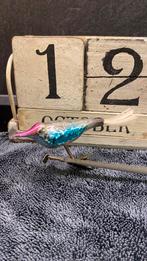 Antieke oude glazen kerstbal vogel op knijper, Diversen, Kerst, Ophalen of Verzenden, Zo goed als nieuw
