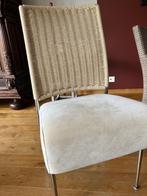 4 design stoelen met nubuc en geweven touw, Huis en Inrichting, Stoelen, Overige materialen, Vier, Wit, Zo goed als nieuw