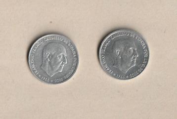 Espagne : 1966 : 2 pièces de 50 cts (utilisées) disponible aux enchères