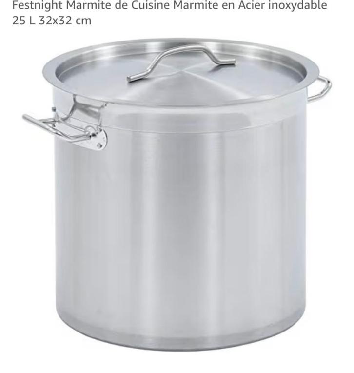 Marmite en acier inoxydable 25L, Huis en Inrichting, Keuken | Potten en Pannen, Zo goed als nieuw, Kookpan of Snelkookpan, Inox