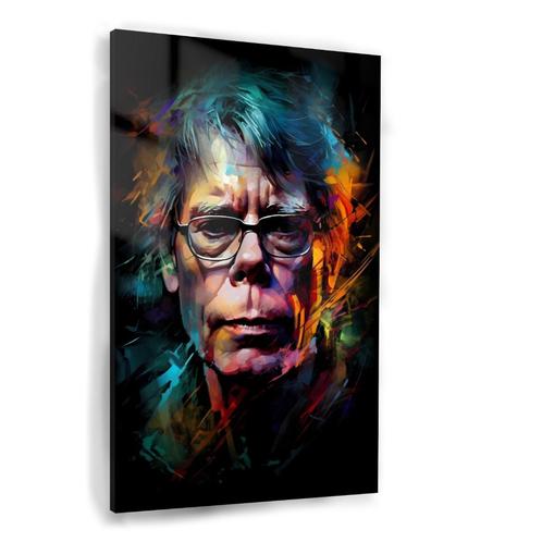 Stephen King portret Glasschilderij 70x105cm + Ophangsysteem, Antiek en Kunst, Kunst | Schilderijen | Modern, Verzenden