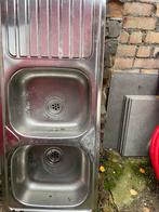 Dubbele spoelbak inox, Huis en Inrichting, Keuken | Keukenelementen, Ophalen, Zo goed als nieuw