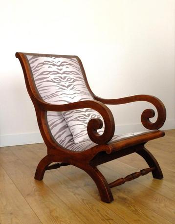 Victoriaanse koloniale fauteuil in Engelse stijl - 100% gere