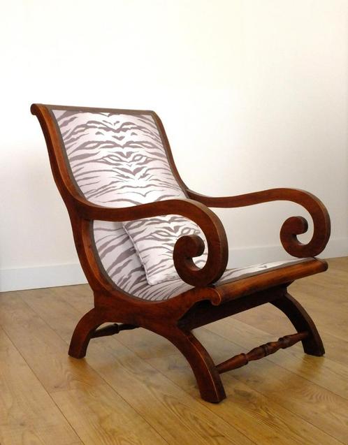 Victoriaanse koloniale fauteuil in Engelse stijl - 100% gere, Antiek en Kunst, Antiek | Meubels | Stoelen en Sofa's, Ophalen