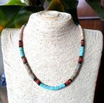 Indiaanse ketting voor dames of heren in turkoois en zilver, Handtassen en Accessoires, Kettingen, Blauw, Nieuw, Ophalen of Verzenden