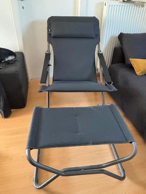 Lafuma loungestoel en voetsteun met draagtas, Tuin en Terras, Ligbedden, Zo goed als nieuw, Ophalen