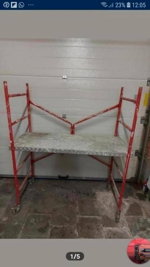 Stelling trap werkplaatform opvouwbaar op wielen, Doe-het-zelf en Bouw, Ladders en Trappen, Zo goed als nieuw, Trap, 2 tot 4 meter