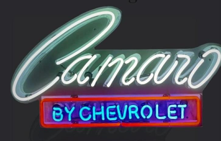 Camaro by chevrolet neon en veel andere auto logo neons, Verzamelen, Merken en Reclamevoorwerpen, Nieuw, Lichtbak of (neon) lamp