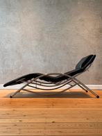 Vintage jaren ‘80 relaxstoel. Zwart leer., Ophalen