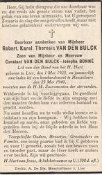 Oorlog Bombardement Roeselare Robert Van den Bulck 1940, Verzamelen, Bidprentjes en Rouwkaarten, Ophalen of Verzenden