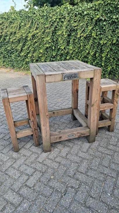3 horeca steigerhout statafels + krukken sets degelijk hout, Tuin en Terras, Tuinsets en Loungesets, Gebruikt, Steigerhout, Ophalen of Verzenden