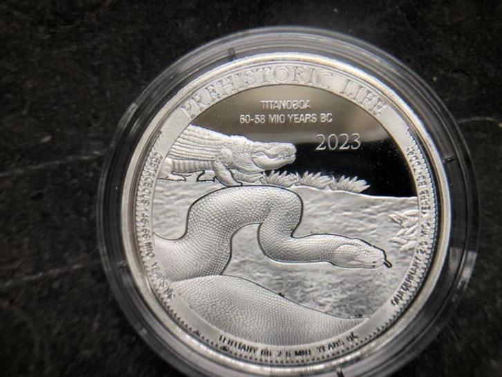 2023 Congo - Prehistoric life - Titanoboa - 1 oz silver, Postzegels en Munten, Edelmetalen en Baren, Zilver, Ophalen of Verzenden