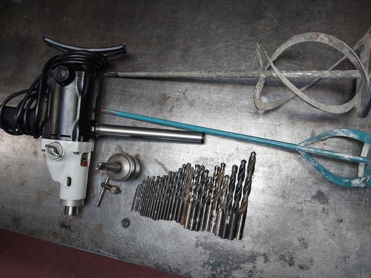 Cone handboormachine MK2 met boren + mixer, Doe-het-zelf en Bouw, Gereedschap | Boormachines, Zo goed als nieuw, Boormachine, 400 tot 600 watt