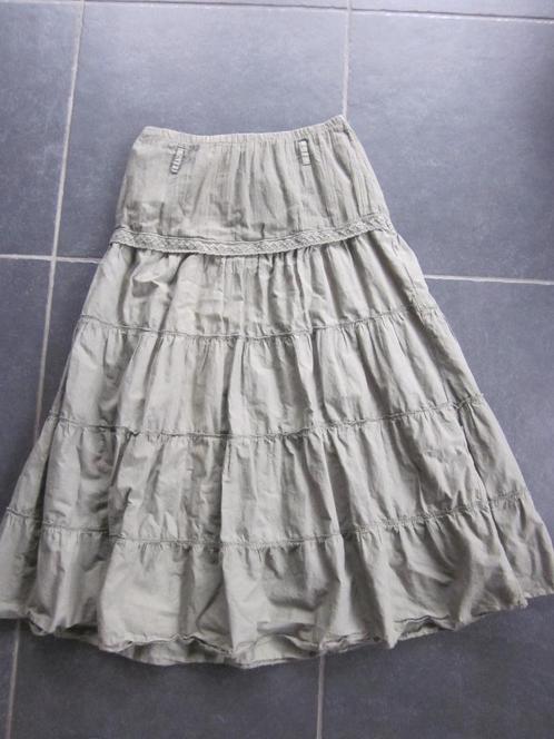 groene lange rok met rekker, Kleding | Dames, Rokken, Gedragen, Maat 38/40 (M), Groen, Onder de knie, Ophalen of Verzenden