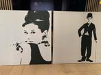 Audrey Hepburn et Charlie Chaplin sur toile - 90x90, Enlèvement