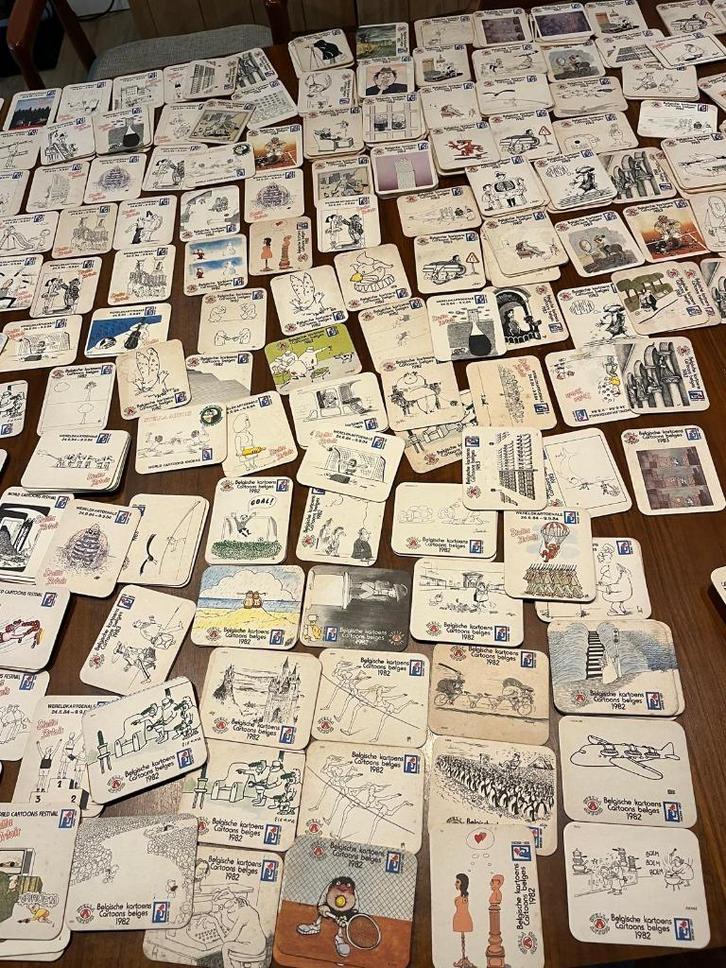 oude bierviltjes Stella Artois - Cartoons 4 thema's, Verzamelen, Biermerken, Stella Artois, Ophalen of Verzenden