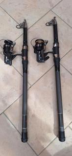2 vintage hengels met Daiwa molens 2800X te kopp, Watersport en Boten, Hengelsport | Algemeen, Ophalen, Zo goed als nieuw, Molen