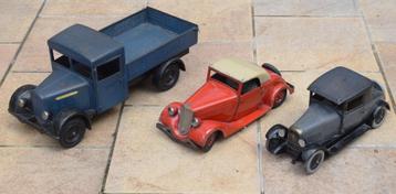 Zeldzame collectie 3 speelgoed Citroën en Renault 1920 1930 beschikbaar voor biedingen