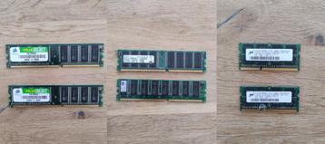 6 latjes RAM: DDR1 & DDR3 SO-DIMM beschikbaar voor biedingen