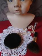 poederdoos-leder-rood verguld-XXL-FRANCE-VINTAGE, Handtassen en Accessoires, Ophalen of Verzenden, Zo goed als nieuw, Rood