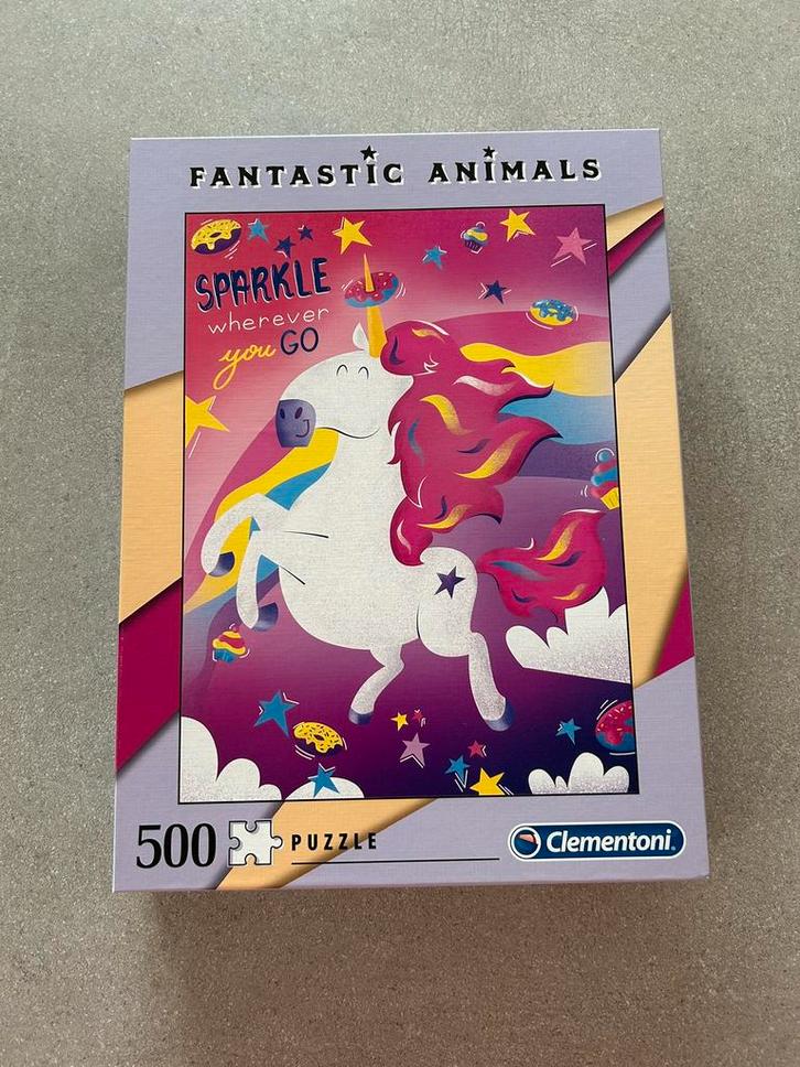 Clementoni - Fantastic Animals - Unicorn - 500st, Hobby en Vrije tijd, Denksport en Puzzels, Nieuw, Legpuzzel, 500 t/m 1500 stukjes
