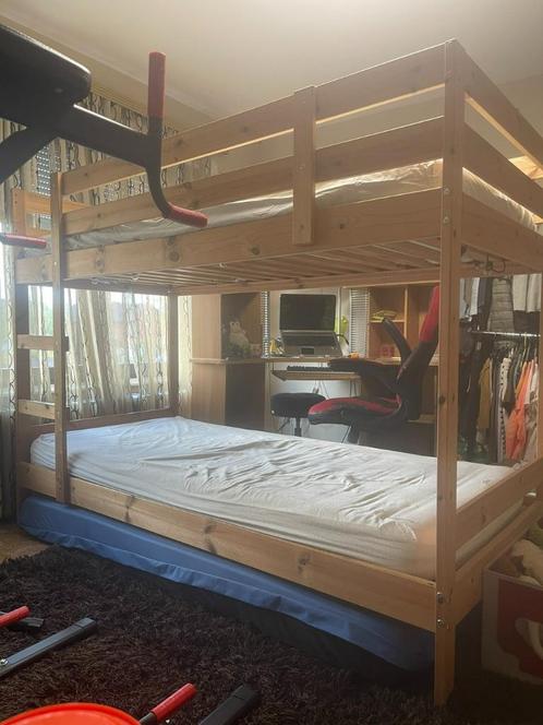 Houten Stapelbed 2 x 90 x 200 met lattenbodem, Kinderen en Baby's, Kinderkamer | Stapelbedden en Hoogslapers, Gebruikt, Stapelbed