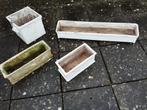 4 betonnen plantenbakken, Tuin en Terras, Bloembakken en Plantenbakken, Gebruikt, Minder dan 30 cm, Ophalen of Verzenden, Beton