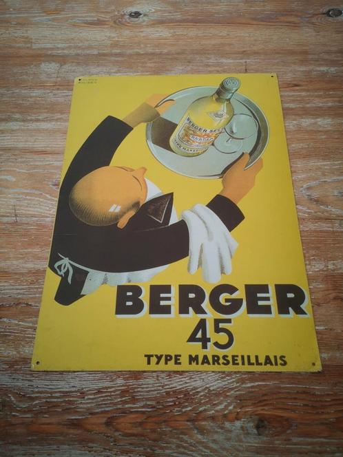 Plaque publicitaire en métal BERGER 45... !, Collections, Marques & Objets publicitaires, Comme neuf, Enlèvement ou Envoi