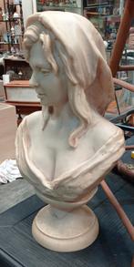Buste soapstone grave signé RB dos 30cm, Ophalen of Verzenden, Zo goed als nieuw