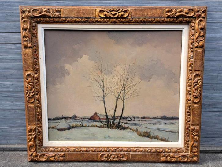 huile sur panneau signe jos dufour, Antiek en Kunst, Kunst | Schilderijen | Klassiek, Ophalen of Verzenden