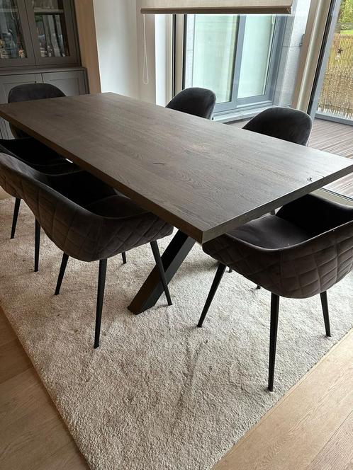 Table X - Chaine Massif (100%) + 6 Chaises, Huis en Inrichting, Tafels | Eettafels, Zo goed als nieuw, Ophalen