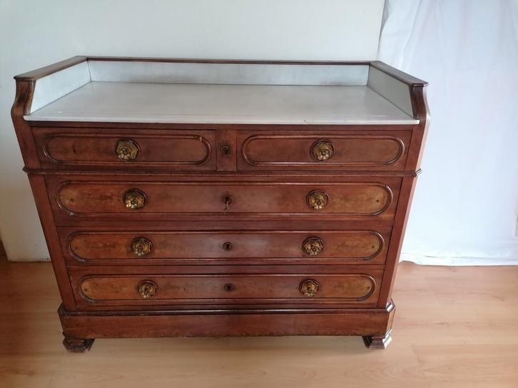 antieken houten commode met stevig marmeren blad, Huis en Inrichting, Kasten | Ladekasten, Gebruikt, Ophalen