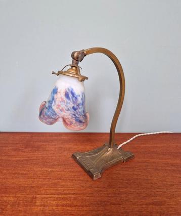 Lampe de bureau Art Déco, signée Le Verre Français