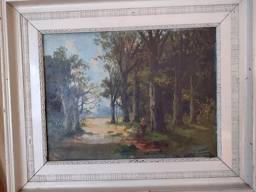 Vrouw Wandelend in het Bos, Antiek en Kunst, Kunst | Schilderijen | Klassiek, Ophalen of Verzenden