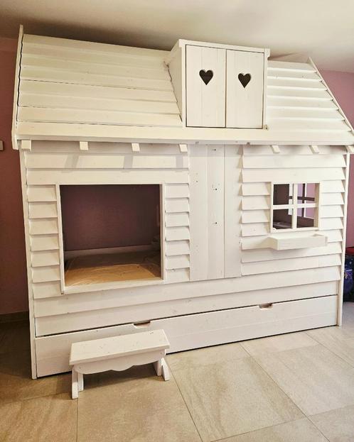 Meisjesslaapkamer, Huis en Inrichting, Slaapkamer | Bedden, Zo goed als nieuw, Eenpersoons, 90 cm, 200 cm, Hout, Wit, Ophalen