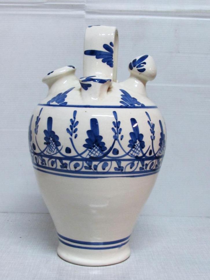 Mooie oude keramieken blauw wit decor oliekruik/pot wijn, Antiek en Kunst, Antiek | Vazen, Ophalen of Verzenden