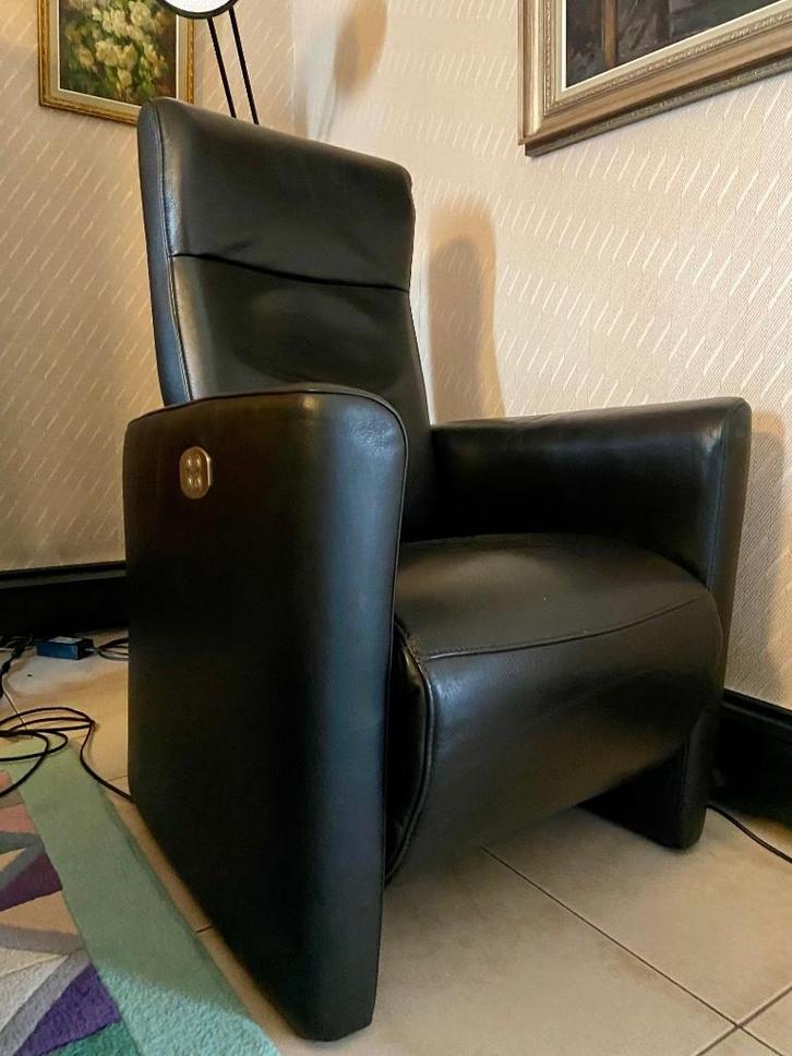 Lederen relaxzetel, Huis en Inrichting, Fauteuils, Gebruikt, Leer, 75 tot 100 cm, Minder dan 75 cm, Ophalen