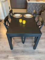 Zwarte uitrekbare eettafel ikea - GRATIS, Huis en Inrichting, Ophalen, Gebruikt, Vijf personen of meer, Ikea