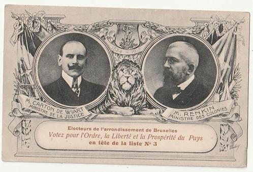 Electeurs Arrondissement Bruxelles Carton de Wiart Renkin, Verzamelen, Postkaarten | België, Ongelopen, Brussel (Gewest), Verzenden