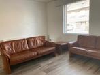 Durlet salon in vol leder – Belgisch design – 2-zit, 3-zit, Huis en Inrichting, Ophalen, Gebruikt, Leer