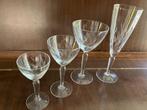 Vintageset gegraveerde  glazen (30), Ophalen, Zo goed als nieuw