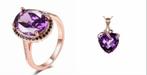 Parure bague + collier + b or , or rose et pierre amethyste, Bijoux, Sacs & Beauté, Bagues, Or, Femme, Envoi, Neuf