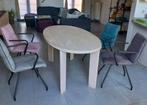 Ovale tafel, ontwerp Pascale Naessens +4 stoelen, Huis en Inrichting, Ophalen, Zo goed als nieuw, Ovaal, Eikenhout