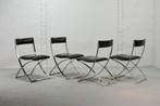 Vintage Italiaans design 4 eetkamerstoelen Marcelo Cuneo 80s, Ophalen, Gebruikt, Zwart, Vintage design, midcentury modern, dutch design 70s 80s