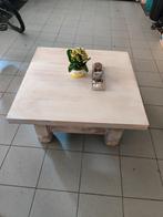 Te koop: Robuuste houten salontafel – whitewash afwerking., Huis en Inrichting, Ophalen, 50 tot 100 cm, Zo goed als nieuw, Minder dan 50 cm