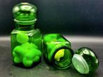 2 vintage bokalen in groen glas, Ophalen