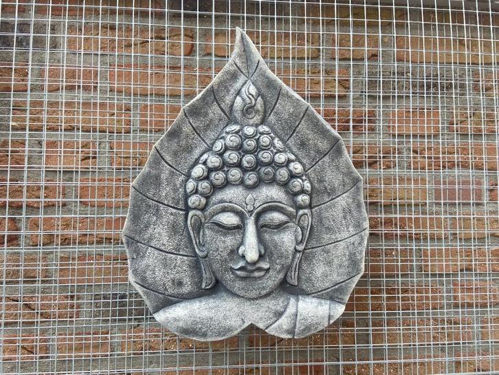 Boeddha wandplaat, Tuin en Terras, Tuinbeelden, Nieuw, Boeddhabeeld, Beton, Ophalen