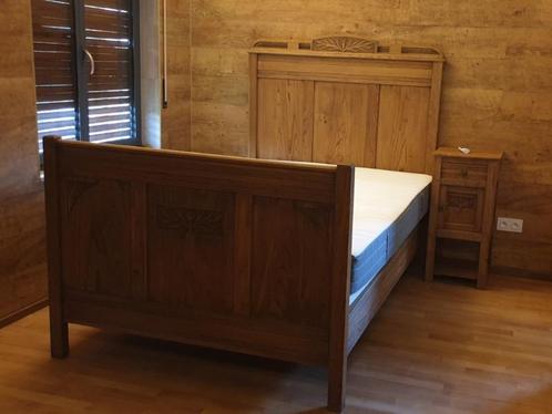Bed twijfelaar 1,4x2m, Huis en Inrichting, Slaapkamer | Bedden, Gebruikt, Twijfelaar, 140 cm, 200 cm, Hout, Bruin, Verstelbaar